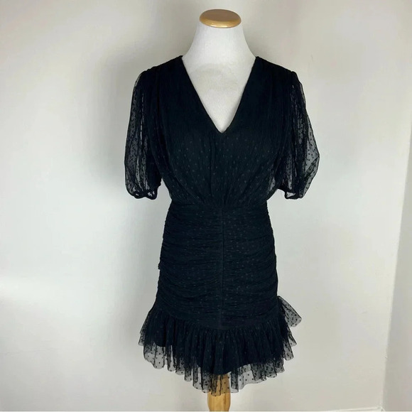 ENDLESS ROSE black Revolve Tulle ruched puff sleeve dress Size S - Picture 5 of 10